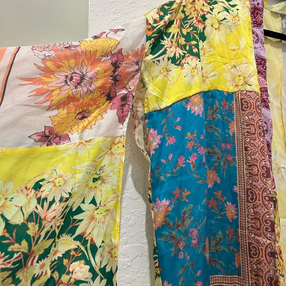 Free People Multicolor Patchwork Kimono - image 5